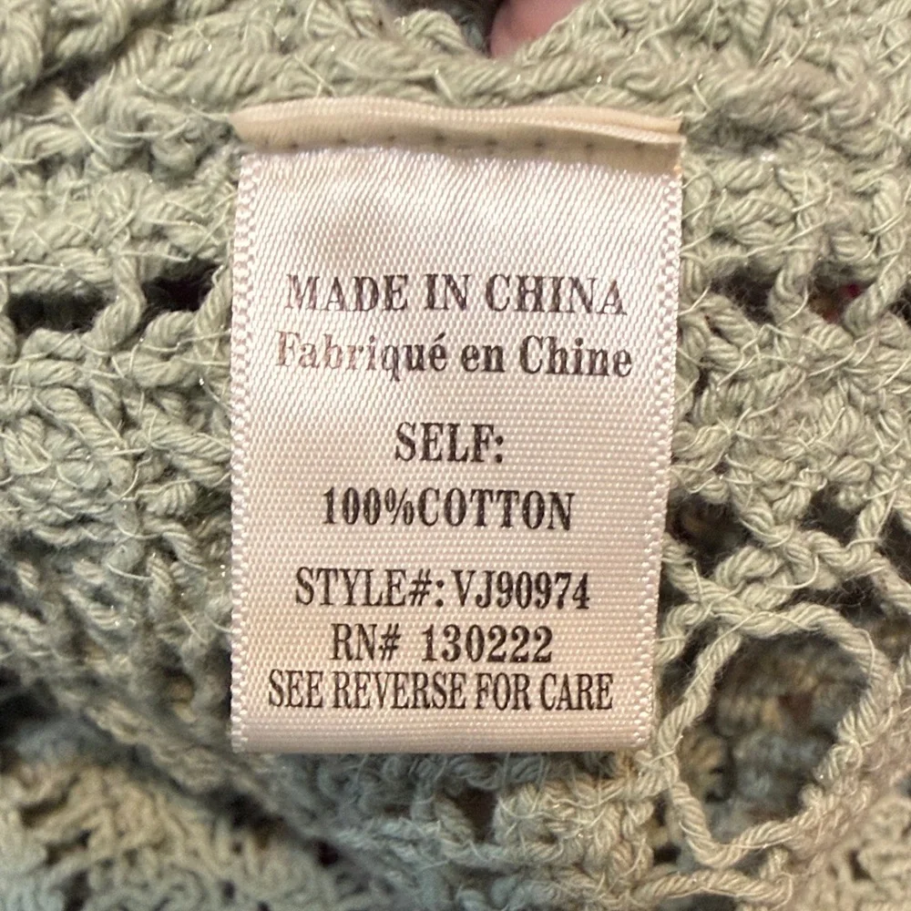 Very J Olive Green Crochet Open Front Cardigan - Picture 6 of 7
